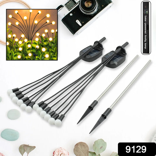 Solar Garden Lights Solar - Powered Firefly Lamp New Upgraded Solar Firefly Lights Outdoor Waterproof Solar Outdoor Decorative Lights For Yard Gardening Patio Backyard Pathway Dcor (2 Pcs Set 12 Led (Warm Light))