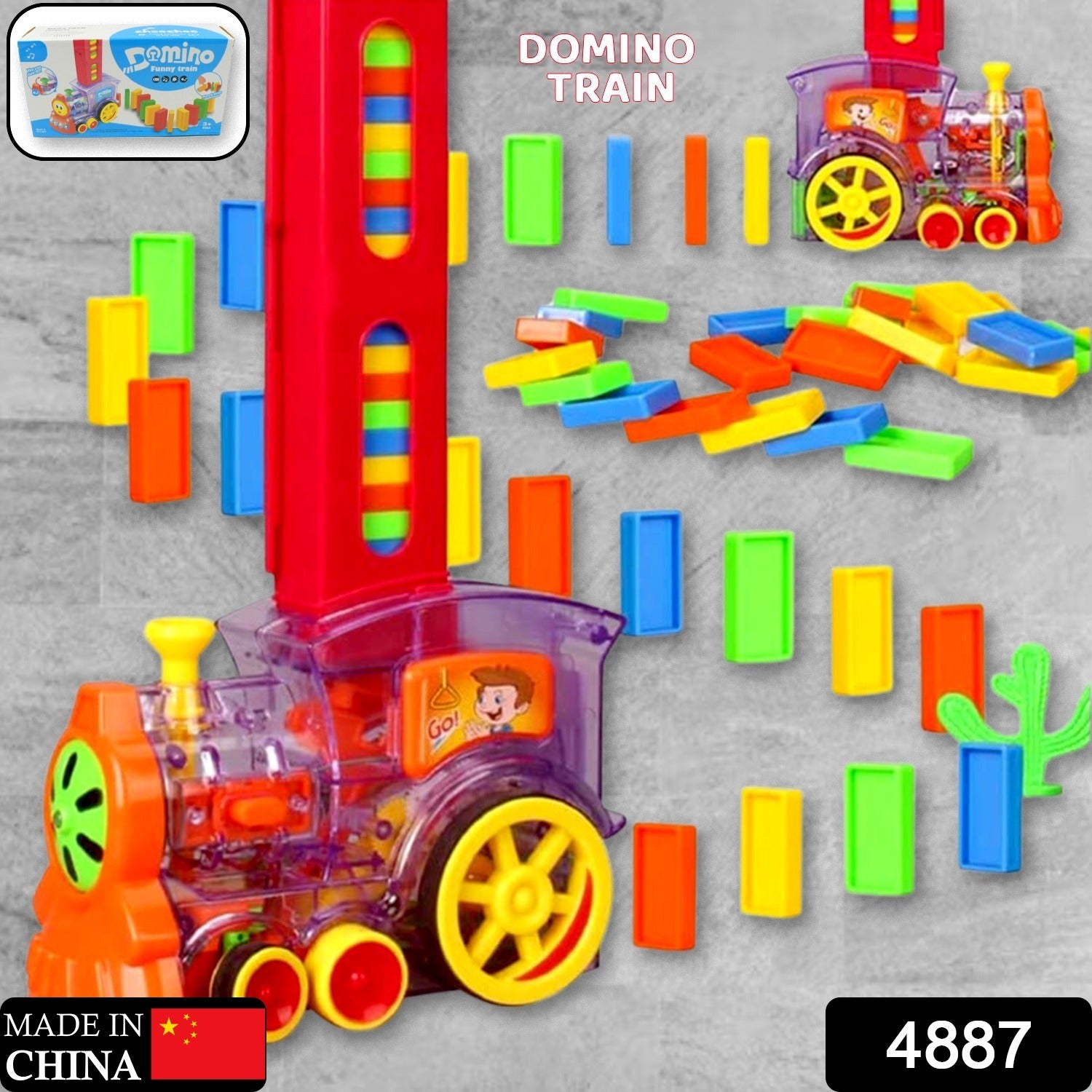 Play Game Transparent Funny Train Engine With Blocks Set 60 Blocks Toy With Music And Lights Automatic Blocks Toy Train Set For Kids ( Batteries Not Included)