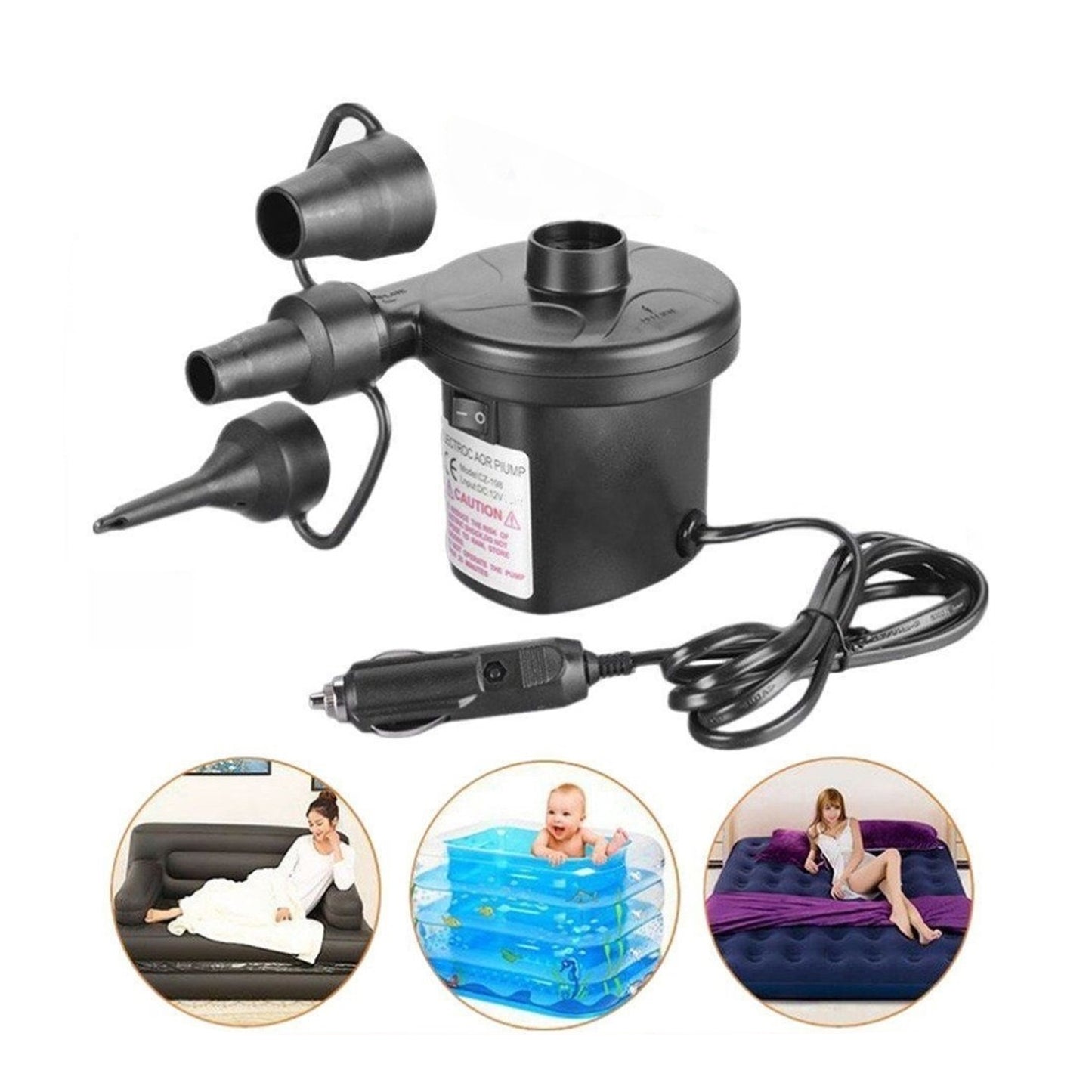 a Multi-purpose Electric Air Pump Without Valve Adaptors For Quickly Inflatesdeflates Sofa Bed Swimming Pool Tubes Toys Air Bags
